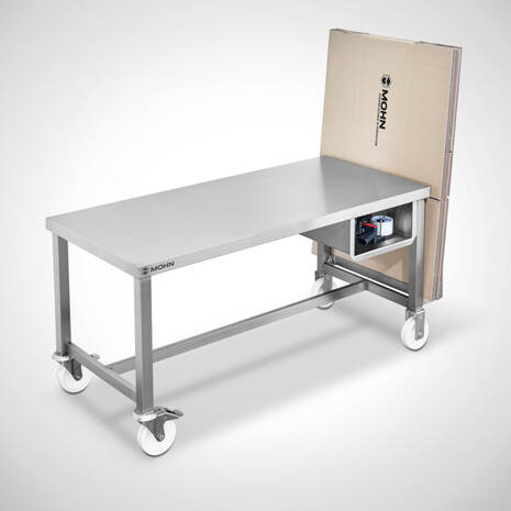 Fahrbarer Packtisch aus Edelstal für den Versand | Mohn GmbH