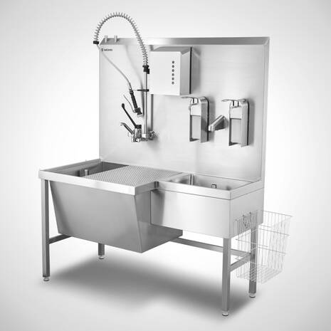 Teilewaschplatz mit separatem Handwaschbecken rechtsseitig | Mohn GmbH
