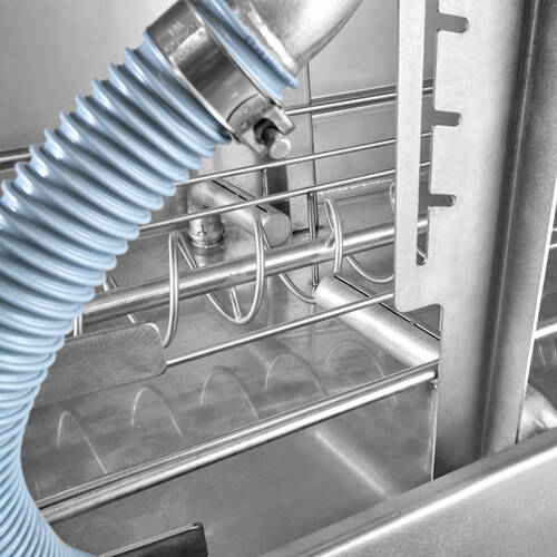 Kistenwaschanlage/ Kistenwaschmaschine mit Abblasung Typ DLWA-A 180 Ecoline, Art.-Nr. 11.10.02.40, Detail Abblaszone mit Luftmessern 