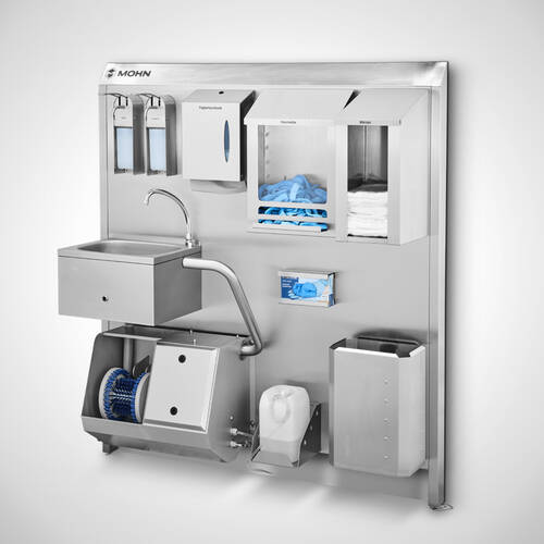 Hygienewand mit Sensor-Handwaschbecken und Sohlenreinigungsmaschine Typ HW-HWB-S/Sole-Master SON 157x170, ID-Nr. 23-61844 