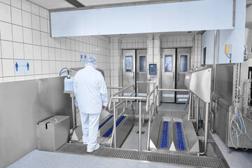 Personal-Hygieneschleuse Zerlegebetrieb für Rinder und Schweine (Fleischwarenindustrie) | Mohn GmbH