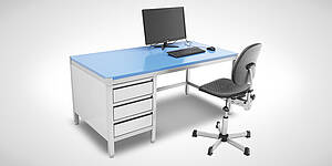Schreibtisch mit HDPE-Kunststoffplatte und Drehstuhl 