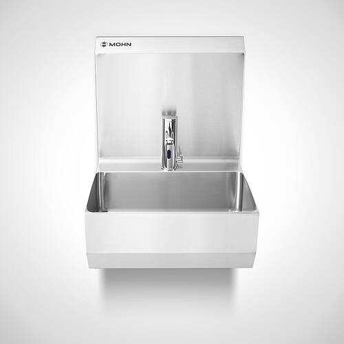 Edelstahl-Handwaschbecken mit berührungsloser Infrarot Sensorarmatur Typ HWB-HL 1/G + ISA-1, Art.-Nr. 12.00.12.52 