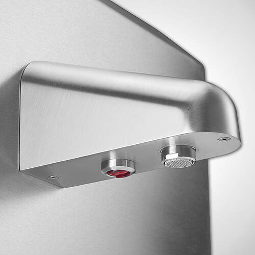 Sensor Hand-Waschrinne, Detail Sensor-Auslaufhahn im "Hygienic-Design" 